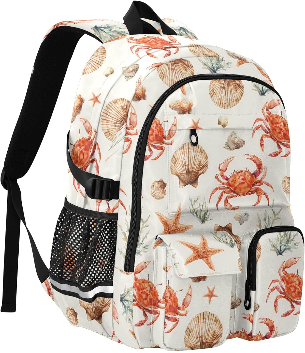Backpack Backpack Daypack ALAZA School for Teen Girls Boys Coastal Ocean Crab Shell Kids Purse College Laptop Bookbag