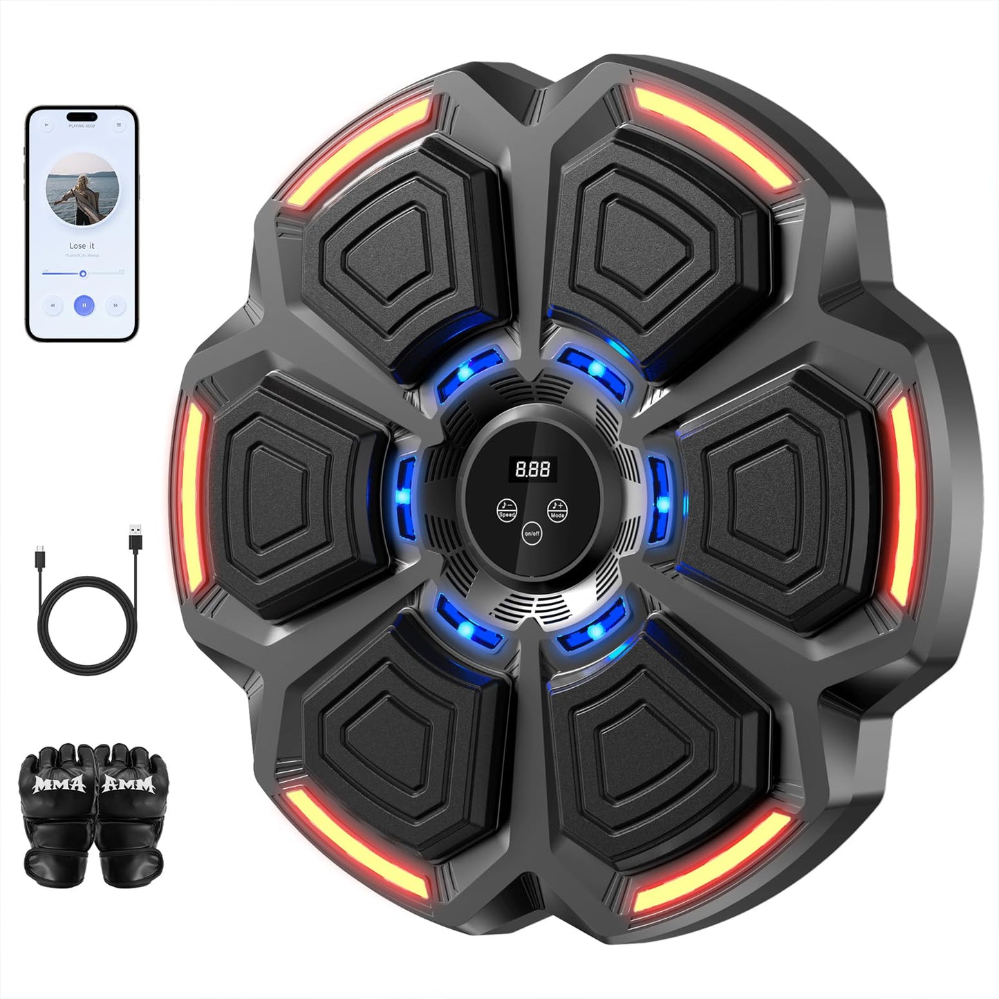 Music Boxing Machine for Adults Kids,Smart Boxing Pad Training Machine,Wall Target Punching Workout for Kids,Reflex Training Suitable for Home,Office,Gym,Fun Fitness Equipment