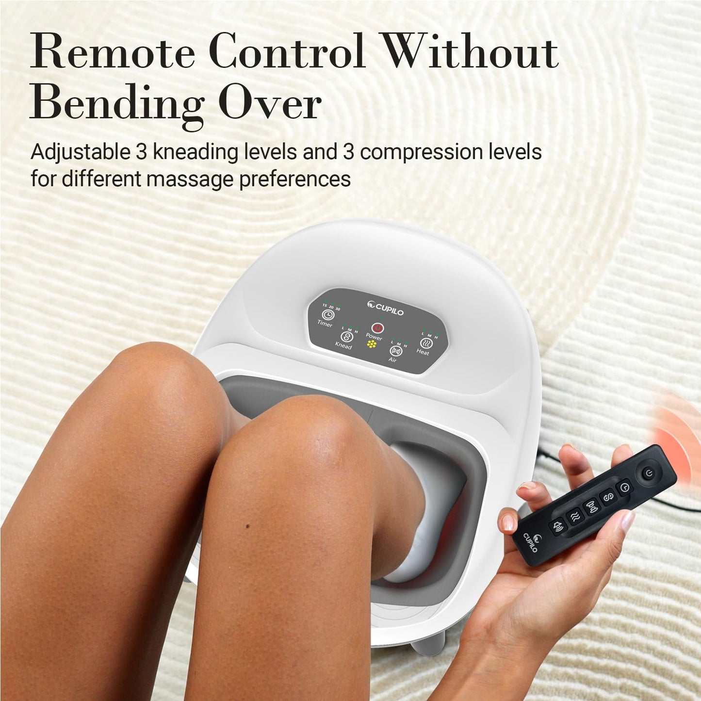 CuPiLo Foot Massager with Heat, FSA Eligible HSA Upgraded Full Feet Shiatsu Massage for Neuropathy, Remote Control Multi-Level Settings for Plantar Fasciitis, Birthday Day Gifts for Women Men(White)
