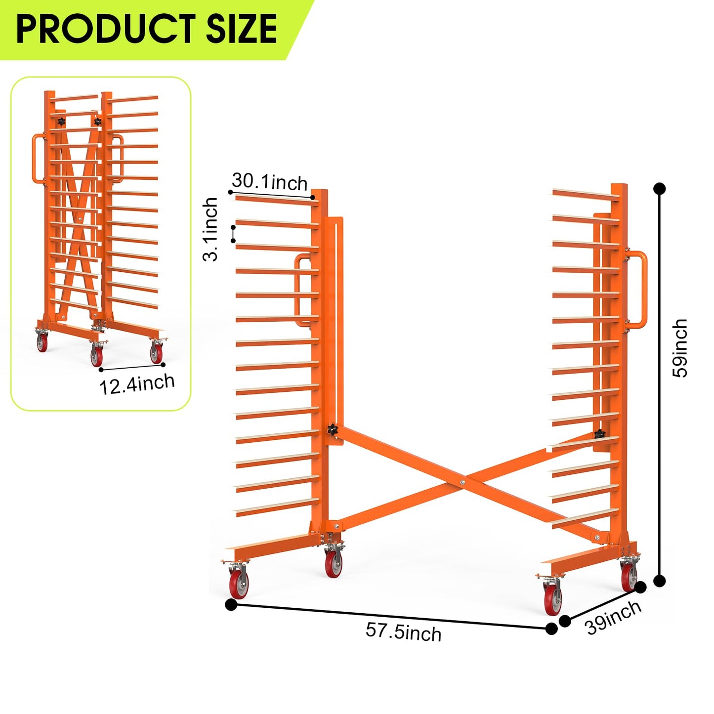 MOOFI 15-Shelf Door & Cabinet Door Paint Drying Rack–Heavy-Duty Metal Rack for Painting,Staining & Curing Doors,Cabinet Doors,Trim & Wood Panels– Space-Saving Drying System for Shops & Remodeling Pros