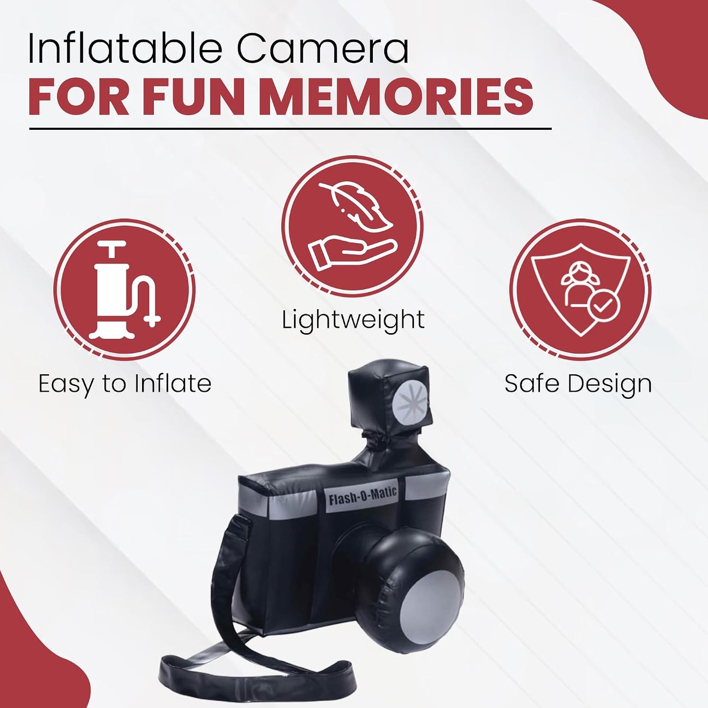 Vaulted Skulls & Co 10H 7.5W 5.5D Inches Inflatable Camara | Large Inflatable Clown Camera | Paparazzi & Photobooth