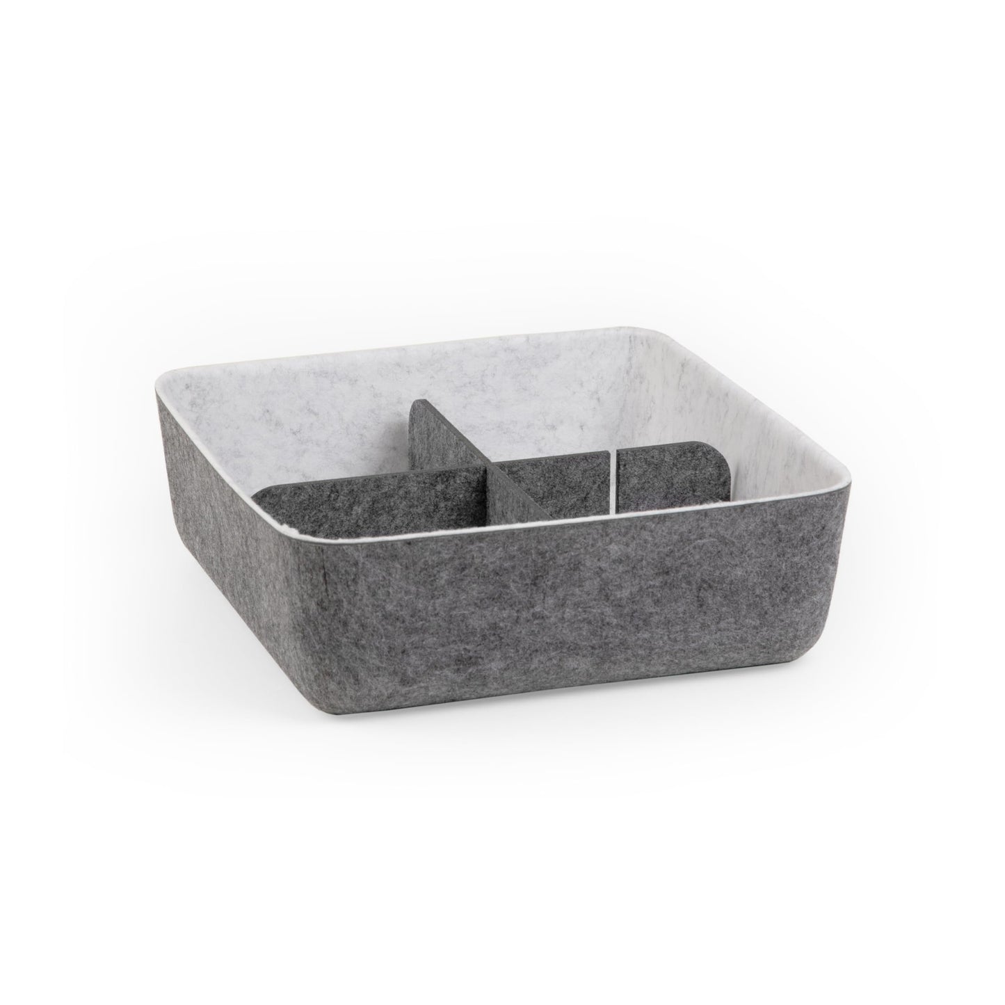 Three by Three Seattle felt·like·it!™ Small Cubby Storage Bin Set of 3 with Dividers – Eco-Friendly Recycled Felt Bins for Home & Office Organization, Charcoal