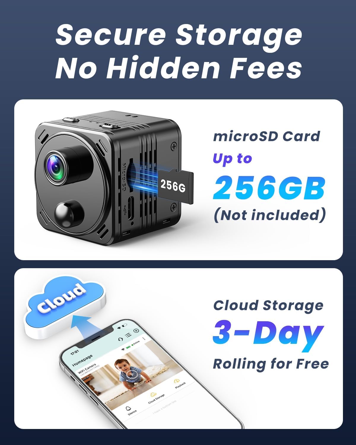 VIDCASTIVE 4K 2.4/5GHz 150 Mini Hidden Camera Dual-Band WiFi Indoor Security Camera with AI Human Detection, Night