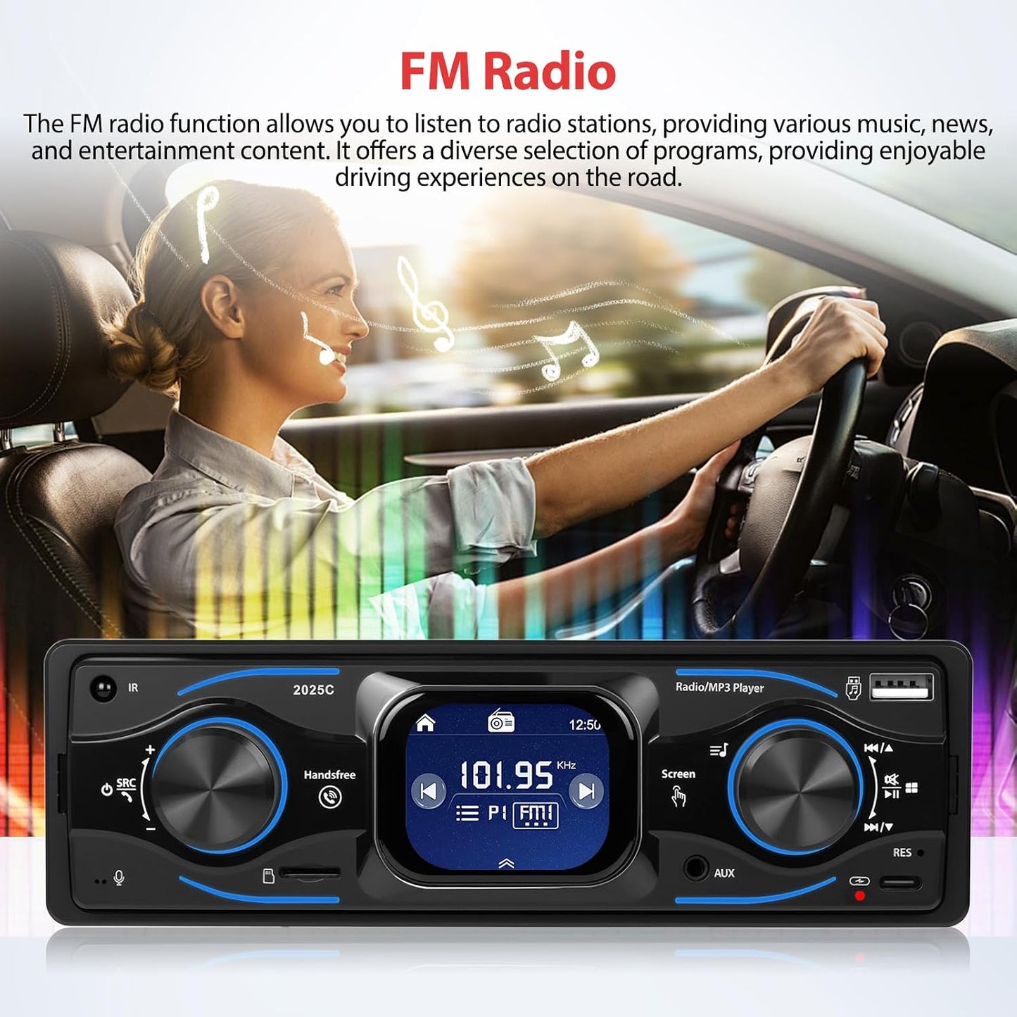 Motorsi 2.17" 12V MP3 Radio/MP3/SD/AUX-IN/USB/EQ/Quick Touch Screen Bluetooth Single Din Car Stereo Audio Player