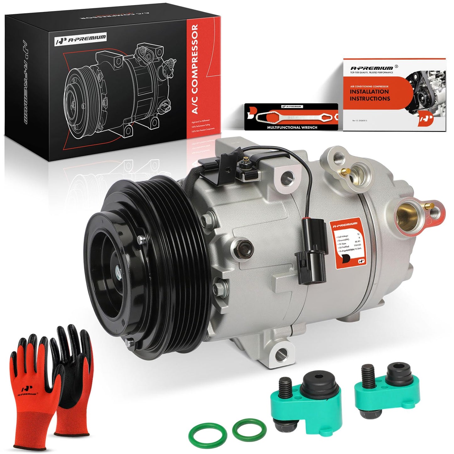 A-Premium Air Conditioner AC Compressor with Clutch Compatible with Kia Forte 2014-2018 1.8L 2.0L, Forte Koup 2014-2017, Forte5 2014-2018 & Hyundai Elantra GT 2013-2017