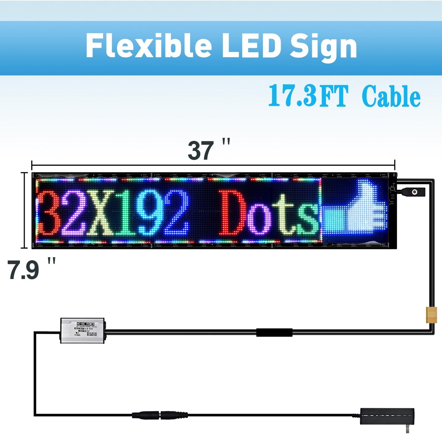 Double Row Scrolling LED Sign,Programmable Flexible LED Matrix Panel,Bluetooth APP Control,DIY Text, Patterns, Animations