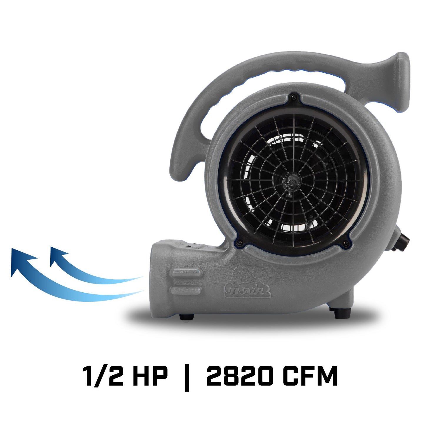 B-Air VP-50 1/2 HP 2950 CFM Air Mover for Janitorial Water Damage Restoration Equipment Stackable Carpet Dryer Floor Blower Fan Water Damage Equipment, Grey