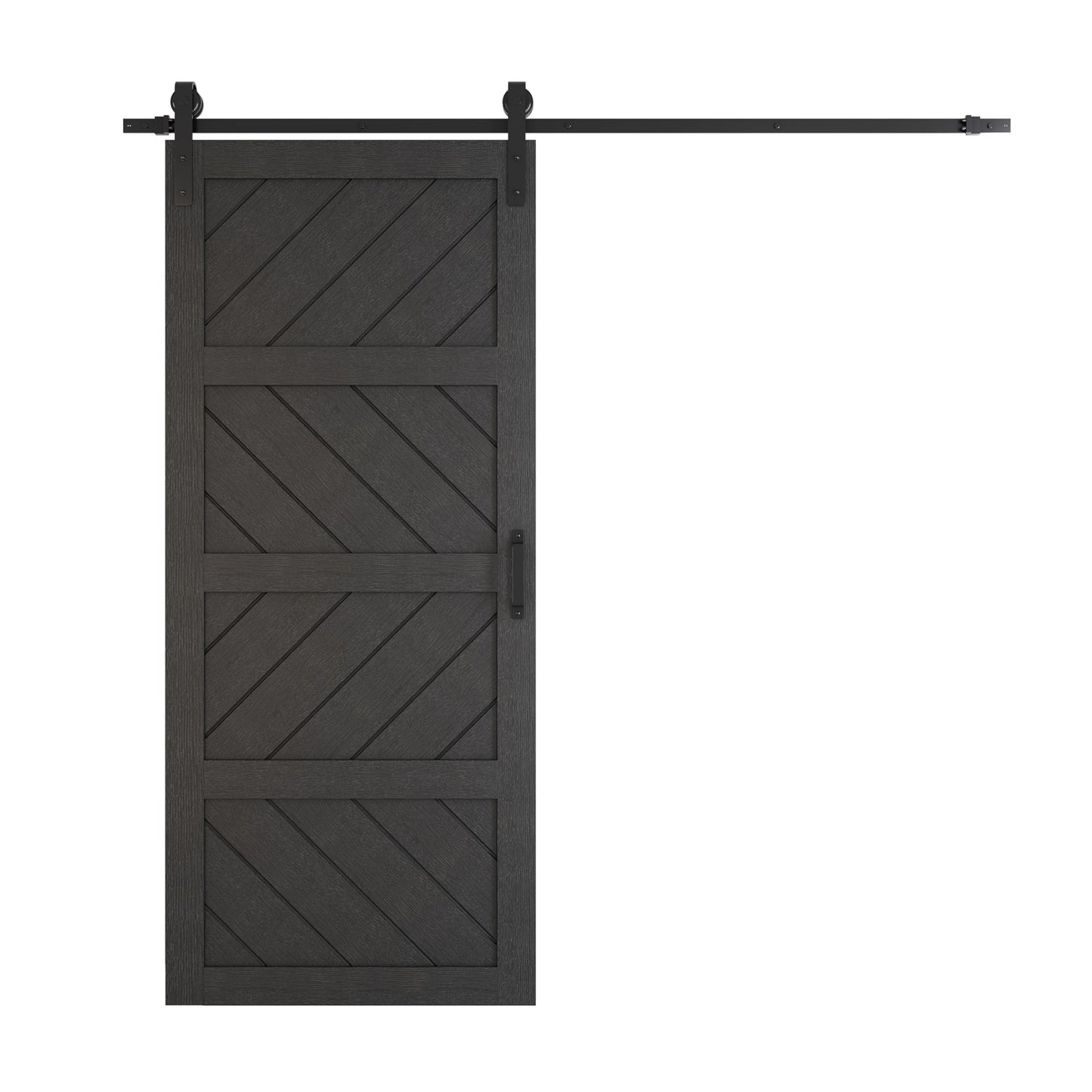 ARKHJEM Sliding Barn Door 30”x84”, Black Barn Doors with Modern Paneled Wave Design, Complete Barn Door Set, Waterproof PVC Surface, Assembly Required for Bedroom, Living Room, Closet, or Bathroom