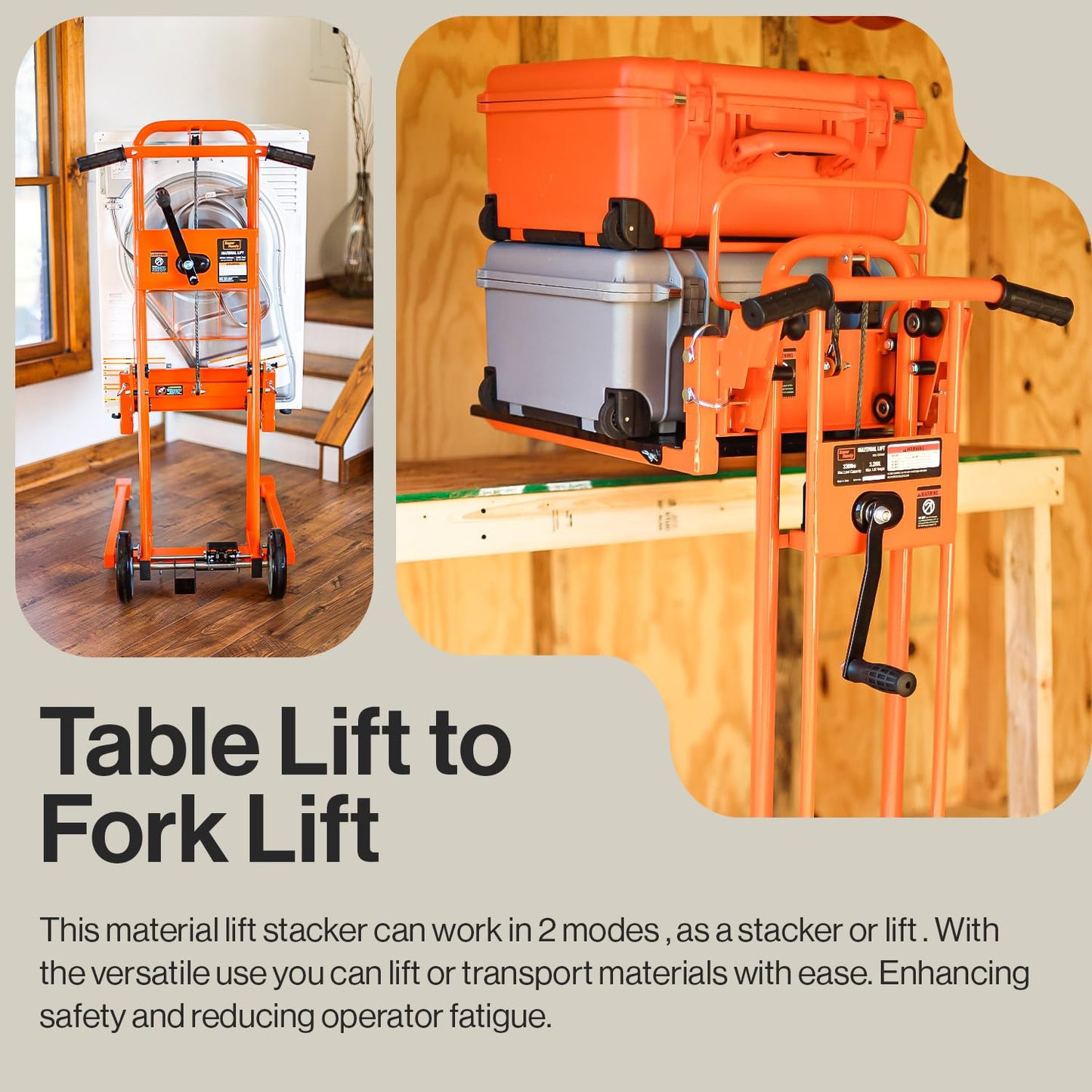 SuperHandy Material Lift Winch Stacker, Pallet Truck Dolly, Lift Table, Fork Lift, 330 Lbs 40" Max Lift w/ 8" Wheels, Swivel Casters [Patented]