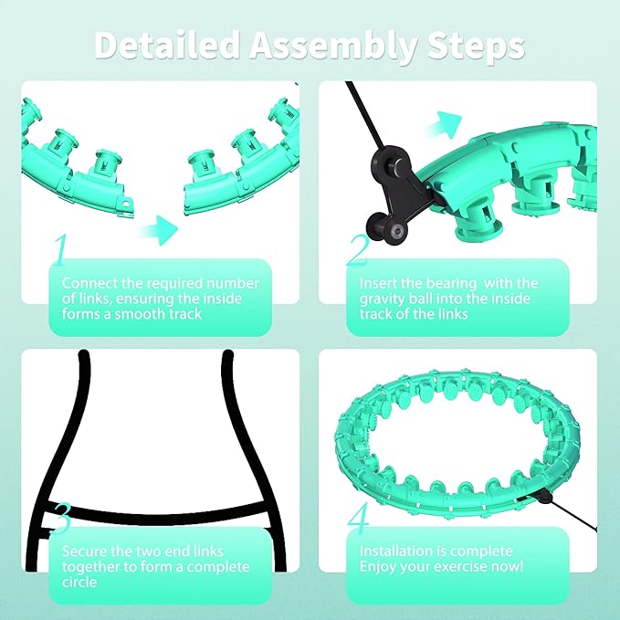 Weighted Hula Infinity Fitness Hoop for Adult Weight Loss, 2 in 1 Smart Fitness Workout Hula Circle Hoops with 28 Links(53 Inch), Exercise Fit Hoop Suitable for Women and Beginners