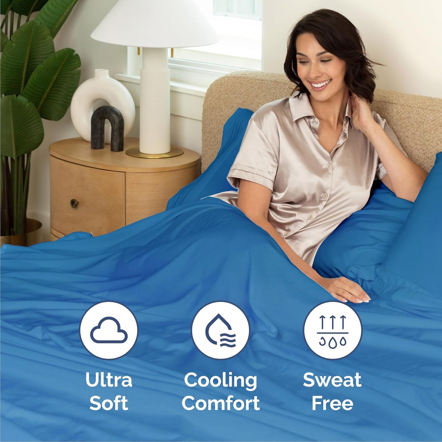 Royal Blue Queen Size 4-Piece Sheet Set by [Brand Name] - Comfy, Breathable & Cooling Luxury Bedding