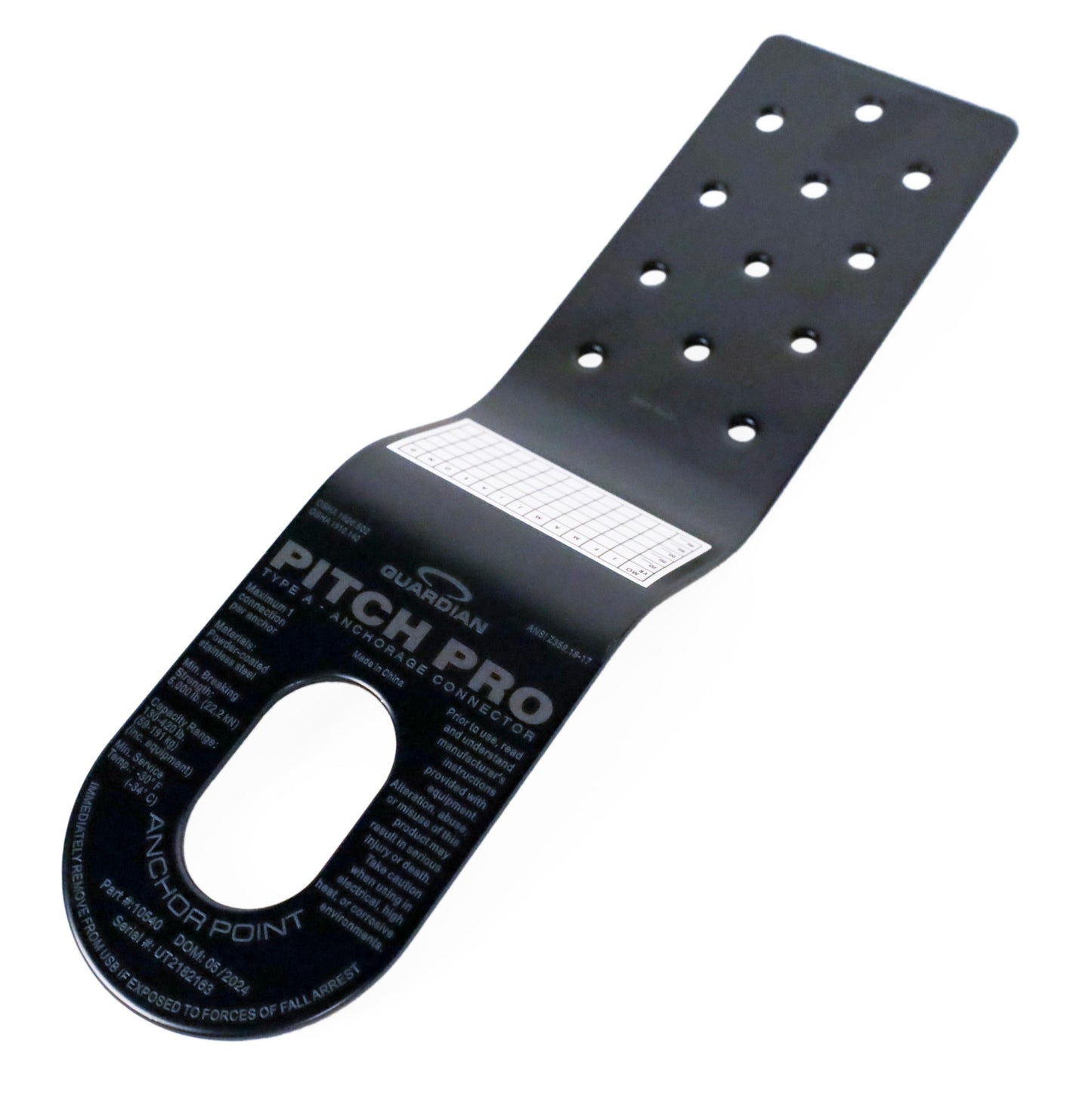 Guardian 10543 Pitch Pro Slotted Roof Anchor (25 Pack) | Powder Coated Steel | 5000 lb Minimum Breaking Strength (MBS) | OSHA and ANSI Compliant | Black