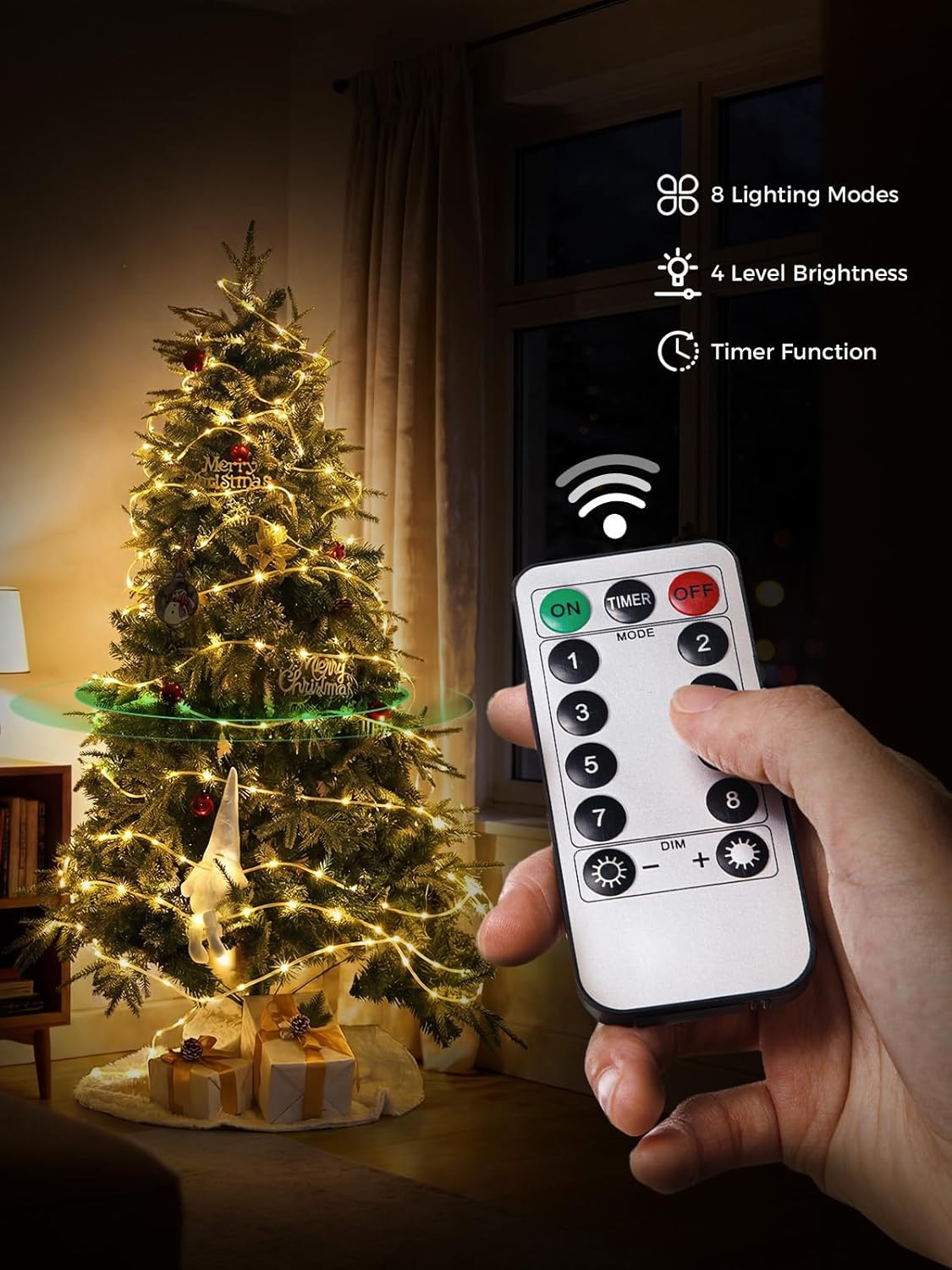 Skiennix Connectable Rope Lights - 66FT 200 LED Waterproof Tube Light | 8 Modes Remote for Indoor/Outdoor Use