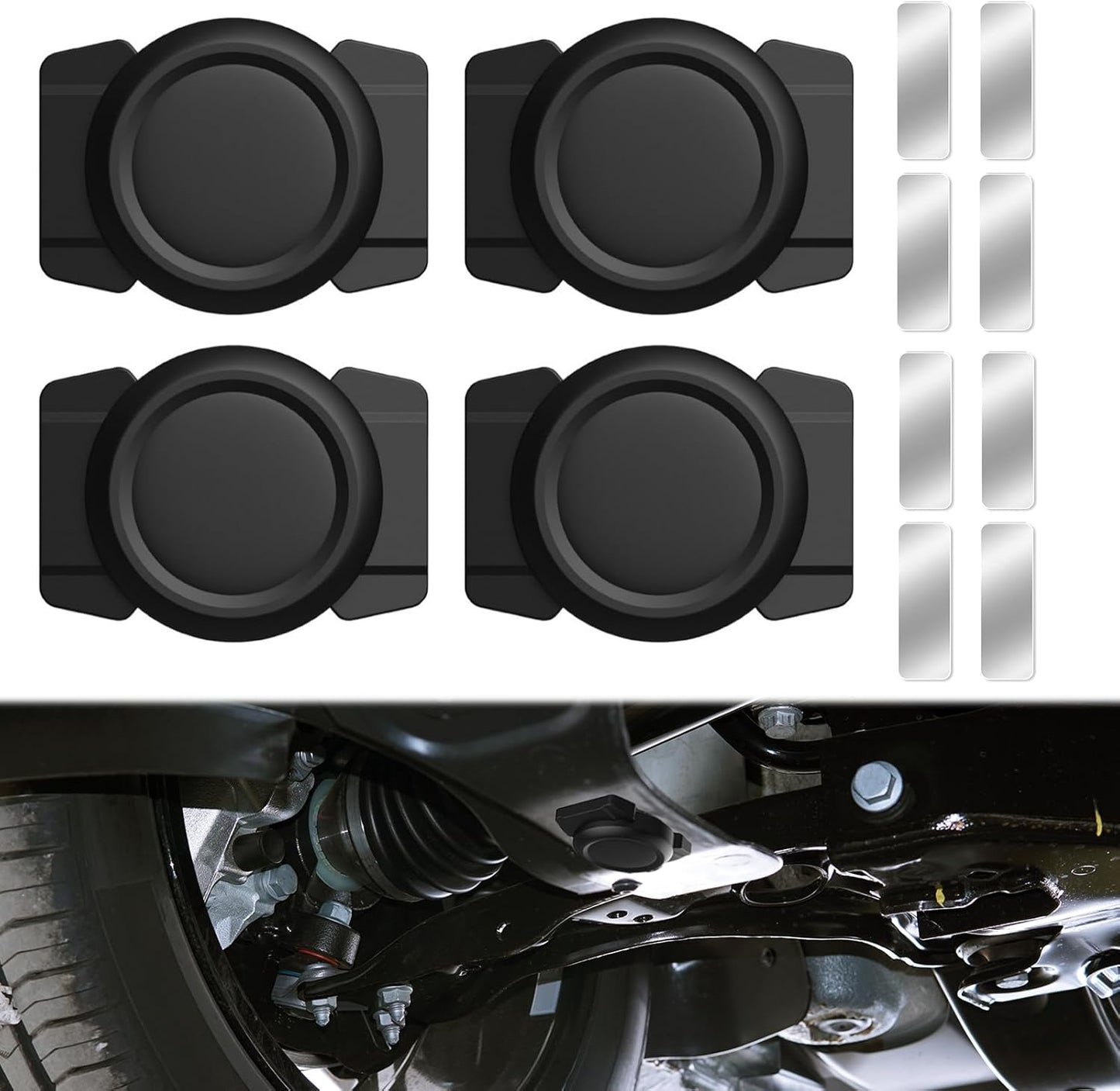 KAKUPPA 4 Pcs Car Magnetic Holder Case, Hidden Black Silicone Convenient Find Quickly Anti-Loss Case with Self-Adhesive