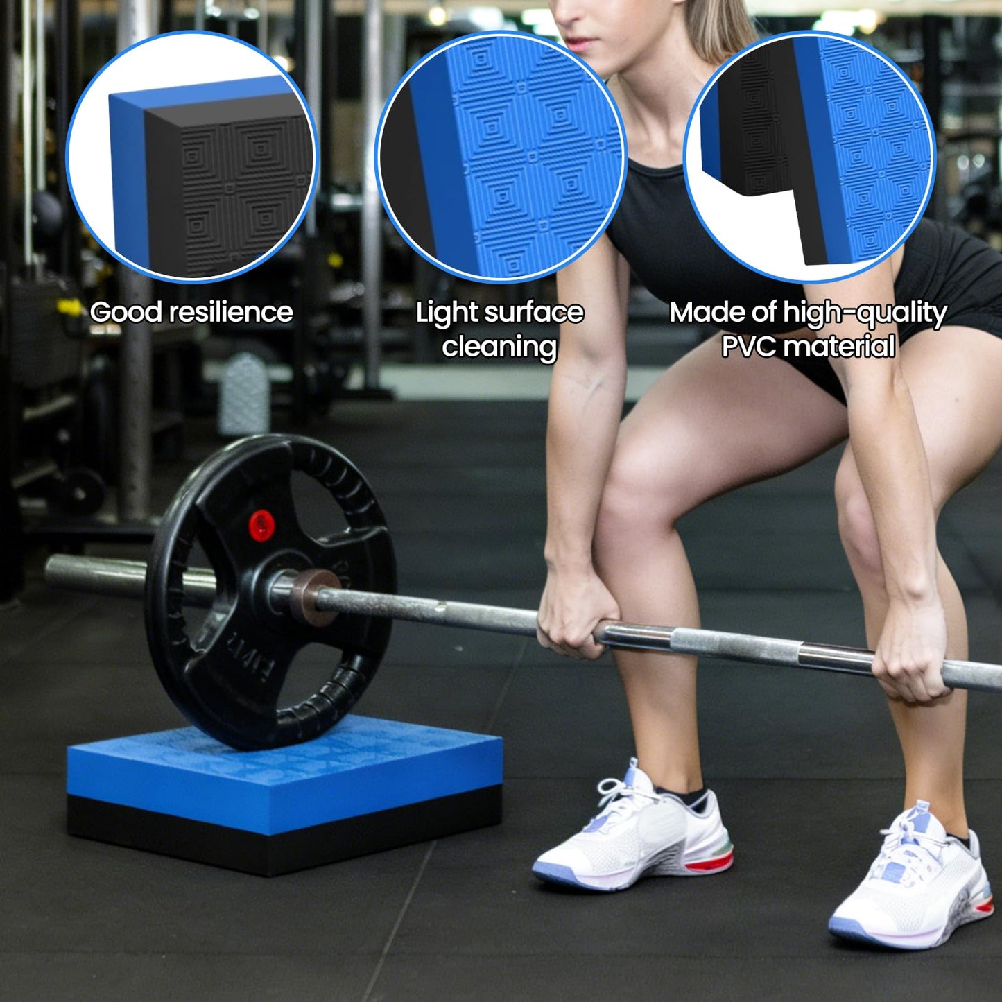 Colaxi Weightlifting Crash Pads for Floor Protection, Deadlift Mat, Weightlifting Crash Mats, Nonslip & Shock Absorbing Silencer Drop Pads for Fitness/Training/Yoga, Black Blue 50x33x4cm