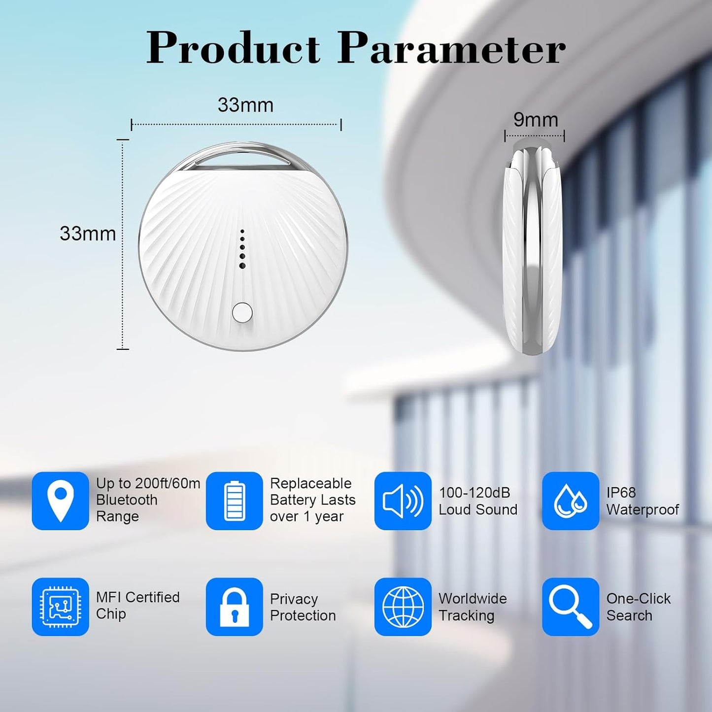 ssltvti IP68 Air Tracker Tag, Smart Tag Bluetooth Tracker Works with Apple Find My (iOS Only), Waterproof, Replaceable