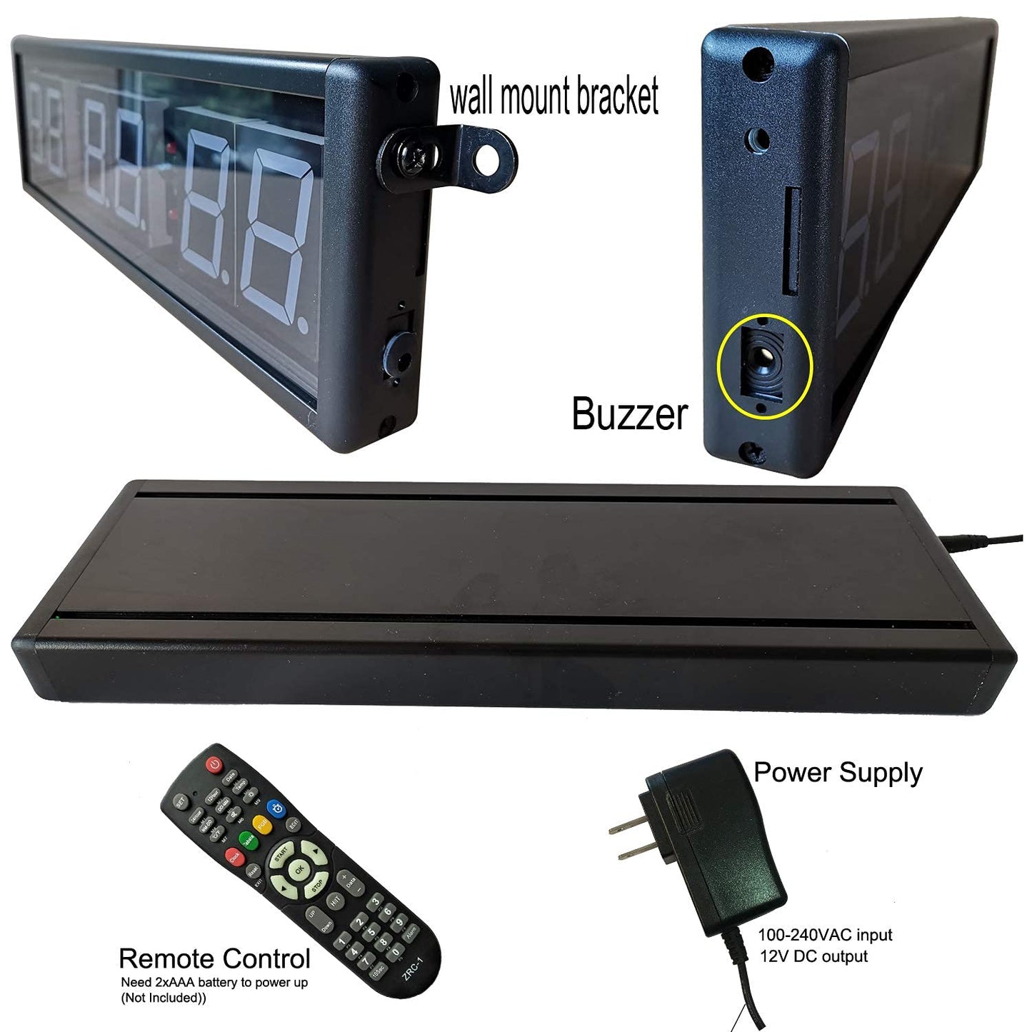 Ledgital Large Interval Gym Clock for Workouts Size 20x4.7in. Operated by Remote Control