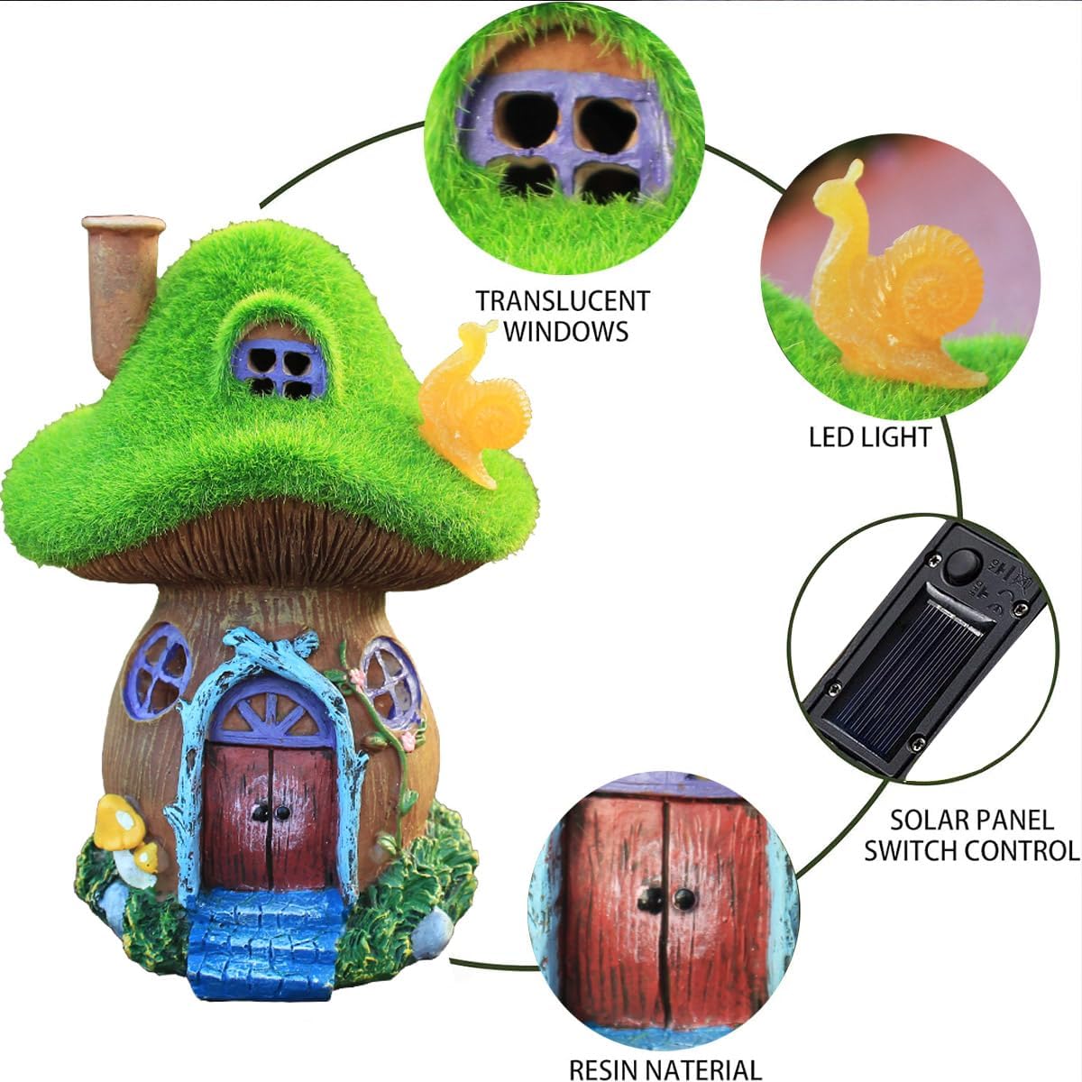 Skiennix Mushroom Garden Statues - Solar Powered Fairy House Figurine for Outdoor Decor | Perfect Gift for Women, Moms, and Grandmas