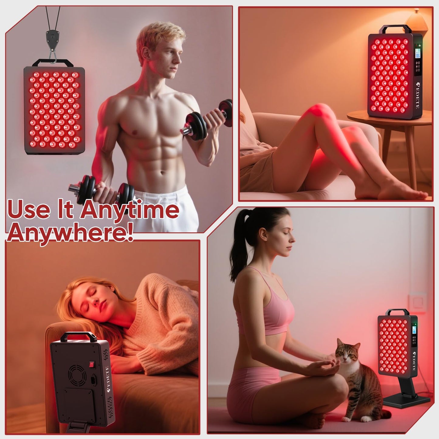 Red Light Therapy for Face and Body, 630nm 660nm 810nm and 850nm Near Infrared Light Therapy Panel, 70 Dual Chip LEDs, High Power LED Light Therapy Device for Skin Care, Sleep, Pain Relief. M70