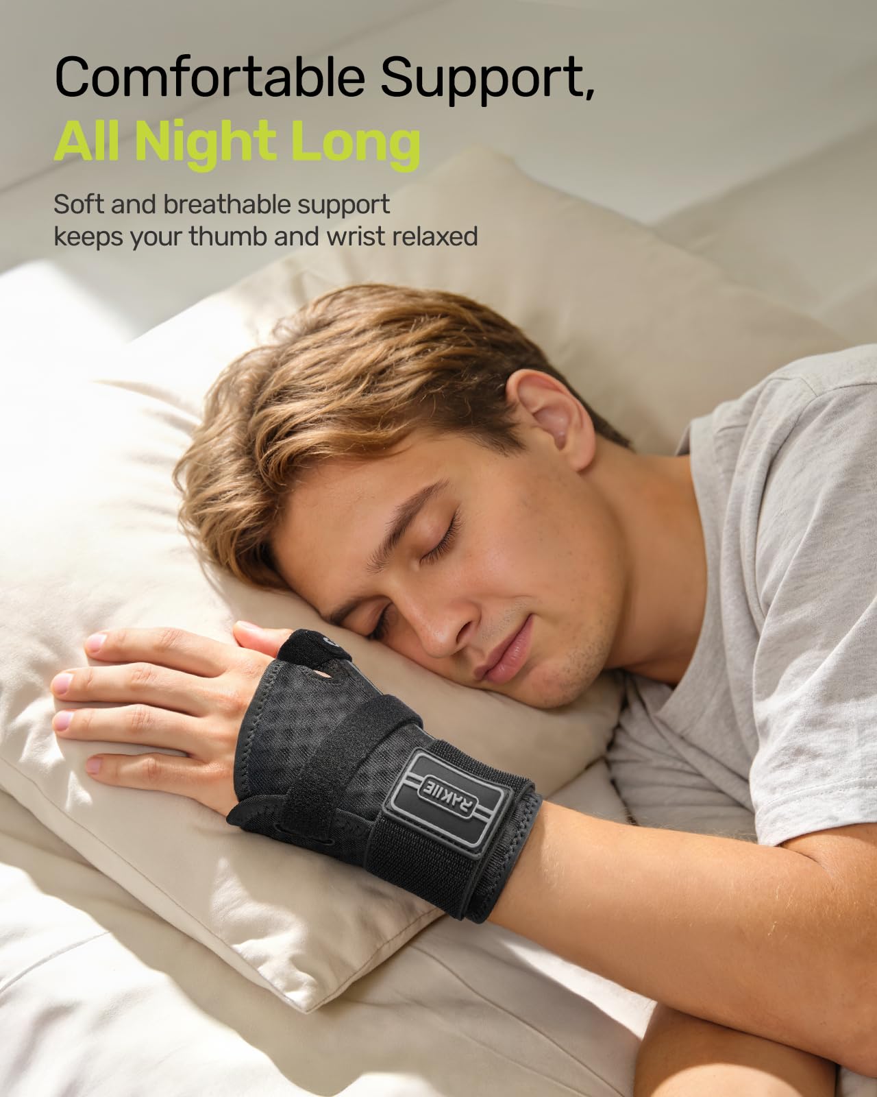 Thumb Brace & Wrist Brace Right Hand Left Hand for Carpal Tunnel Relief, Stable Thumb Splint for Arthritis Pain, Night Support Hand Brace for Tendonitis, Sprain, Women Men, Gray, S/M