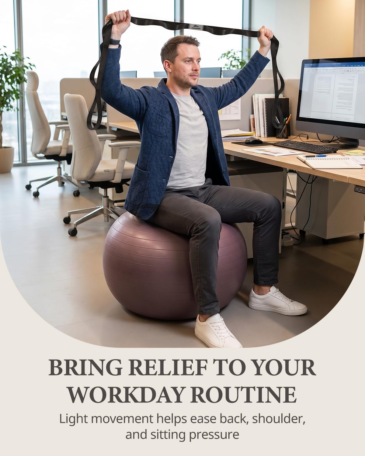Trideer Exercise Ball Yoga Ball – Office Seating & Balance Ball Chair, Stability Ball for Pilates, Physical Therapy,Core Training & Balance Improvement & Stretching