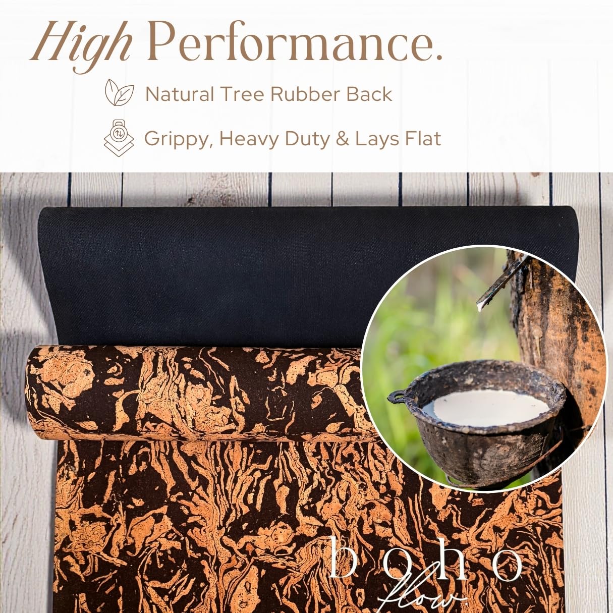 Boho Flow Deluxe Cork Yoga Mat | Caffè Core - Coffee Cork Edition | Eco-Luxury Coffee-Infused Cork Surface, Natural Tree Rubber Base & Signature Handmade Boho Macramé Bag