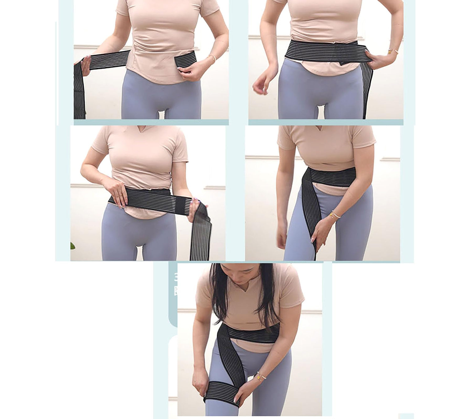 YIKANGHENG Hip Support Belt, 110 Inch x 3 Inch Black Nylon Adjustable Groin Wrap for Brace of Hip, Groin and Thigh (Black)