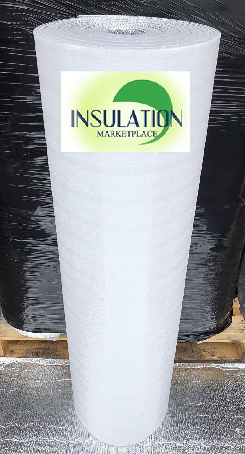 SmartSHIELD -3mm 48"x100ft Reflective Insulation roll, Foam Core Radiant Barrier, Thermal Insulation Shield - Engineered Foil / White Film