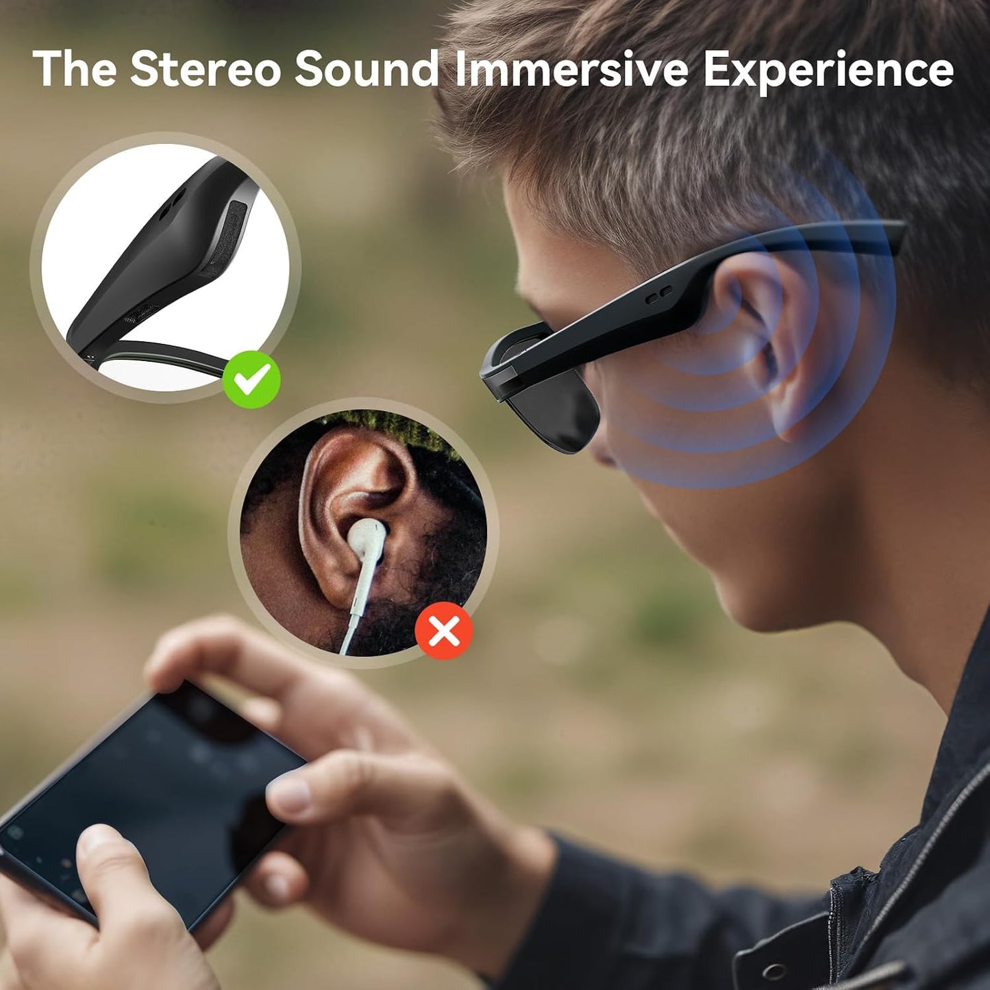 GAXABI (M9 Smart Glasses, Polarized Bluetooth Sunglasses, Built-in Mic & Speakers, Voice Assistant, UV Protection