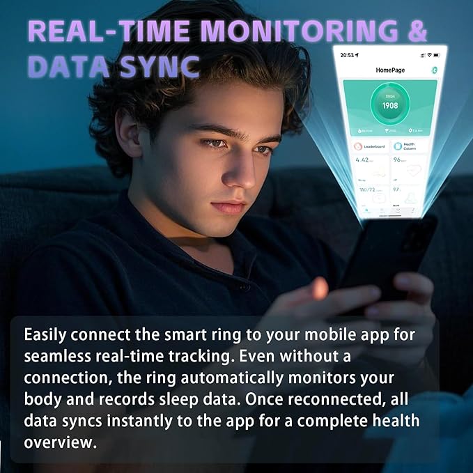 Smart Ring for Men Women ??Fitness Tracker Ring with Heart Rate, SpO2, Blood Pressure, Sleep Monitoring, Step & Calorie Counter, No Subscription Fee, iOS & Android Compatible (Black, 13)