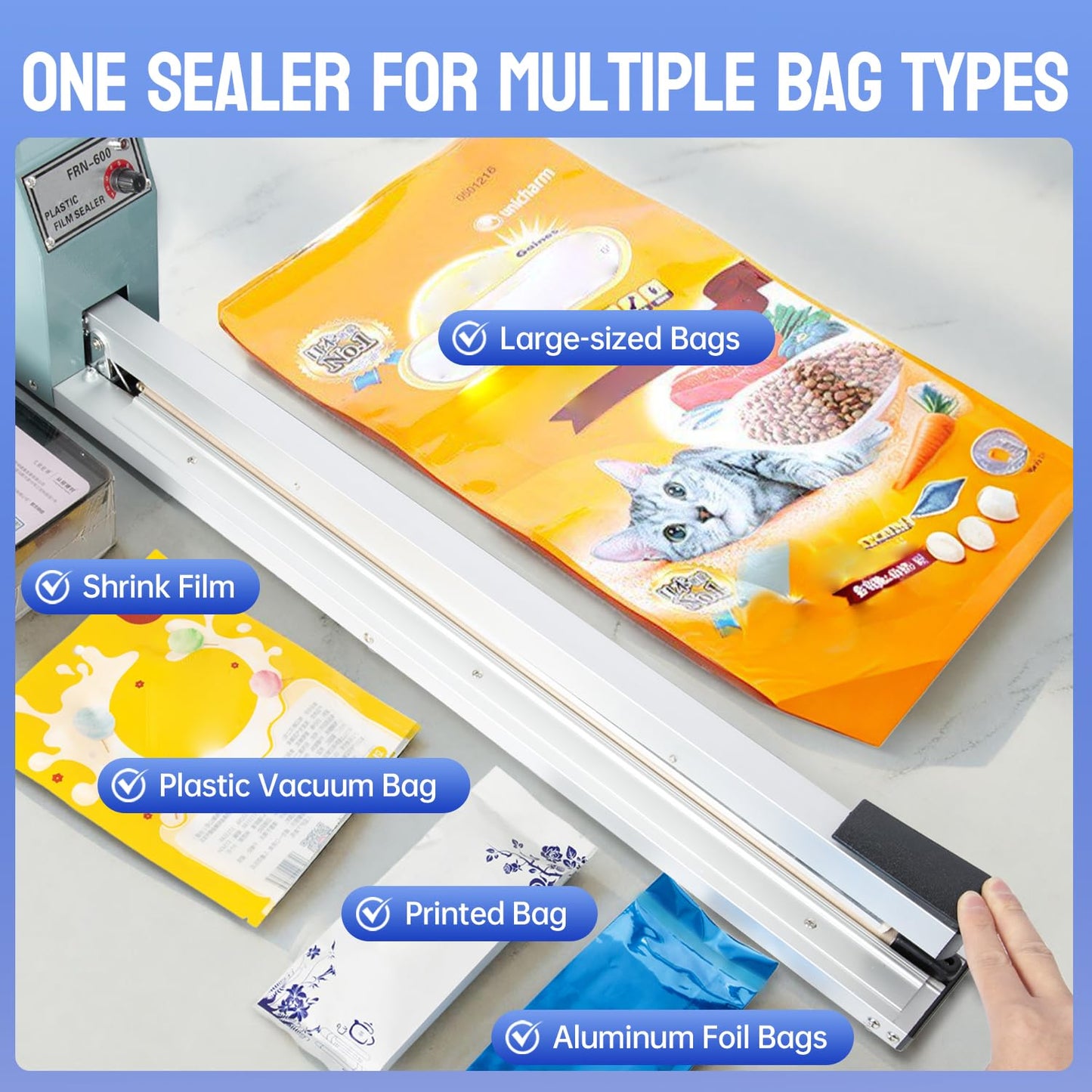 R-PACK Impulse Heat Sealer, Heavy Duty Sealing Machine with Extra 2 Replacements(white, 32inch)