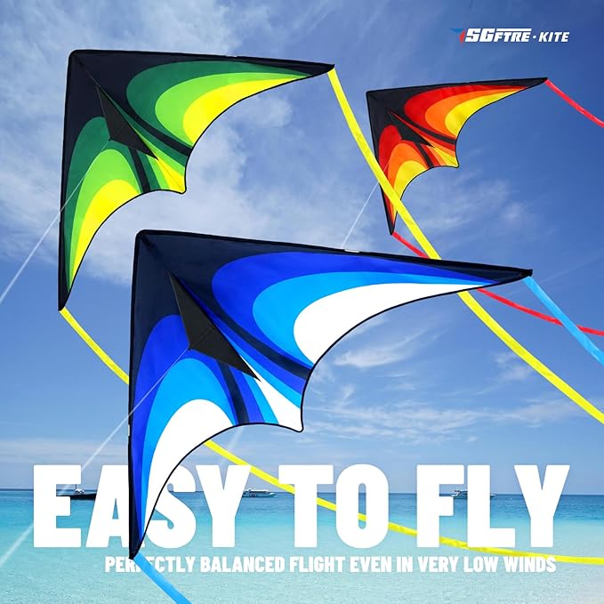 Red Green Blue Three Piece Large Delta Kite,Extremely Easy to Launch for Beginners,Kites for Kids and Adults,Kite for Outdoor Activities Family Parties and Beach Games(Green+Red+Blue, 3)