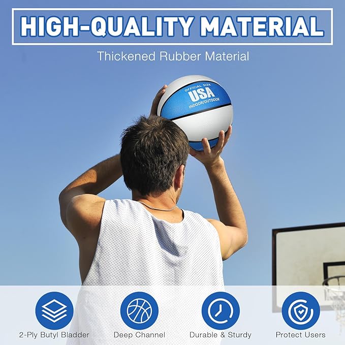 Libima 4 Pcs Rubber Basketball with Pump Official Size Indoor Outdoor Basketball Game Practice Training Women Men Streetbball Sport Gift Back to School