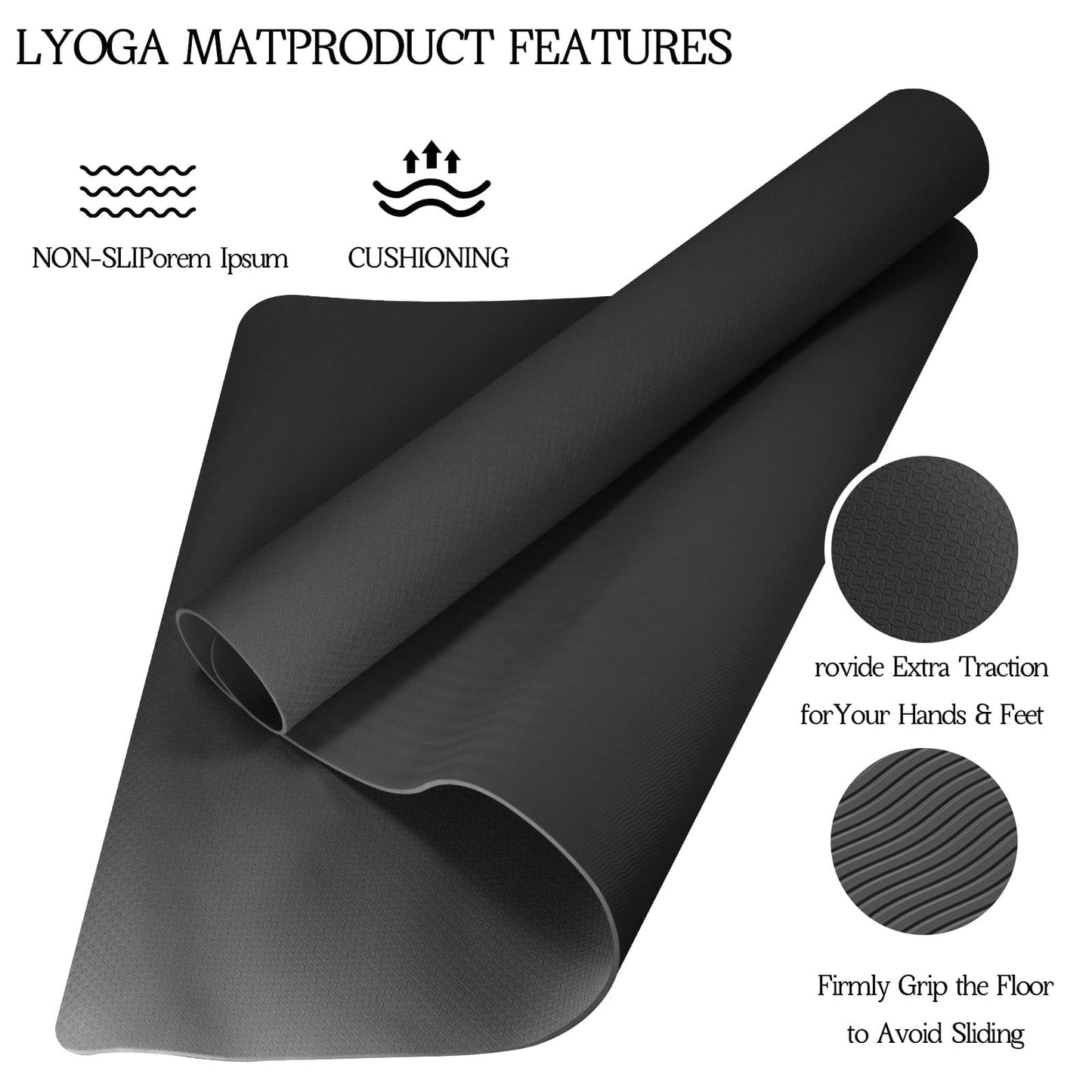 VTORY Extra Large Yoga Mat 6'x 4'x 6mm (1/4in) Thick Exercise Mat for Men and Women, Non-Slip, Durable Workout Mat for Home Workout, Yoga, Pilates, Stretching (Black)