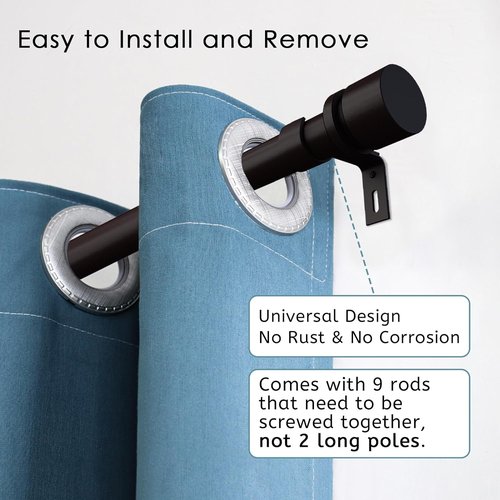 Byondeth Curtain Rods - Adjustable 16 to 144 Inches | 1 Inch Diameter with Antique Bronze Finish