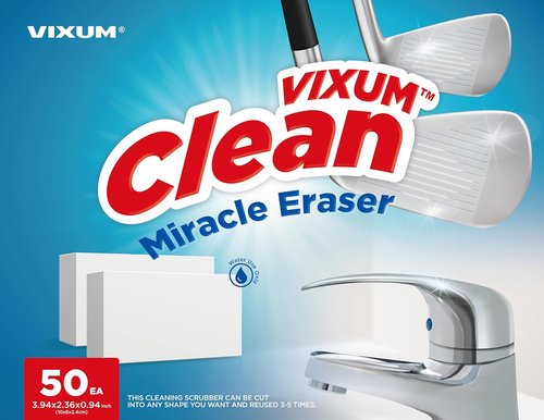 CLEAN Miracle Eraser Pads - 50 Count Multi-Surface, Chemical-Free Cleaning Solution for Home