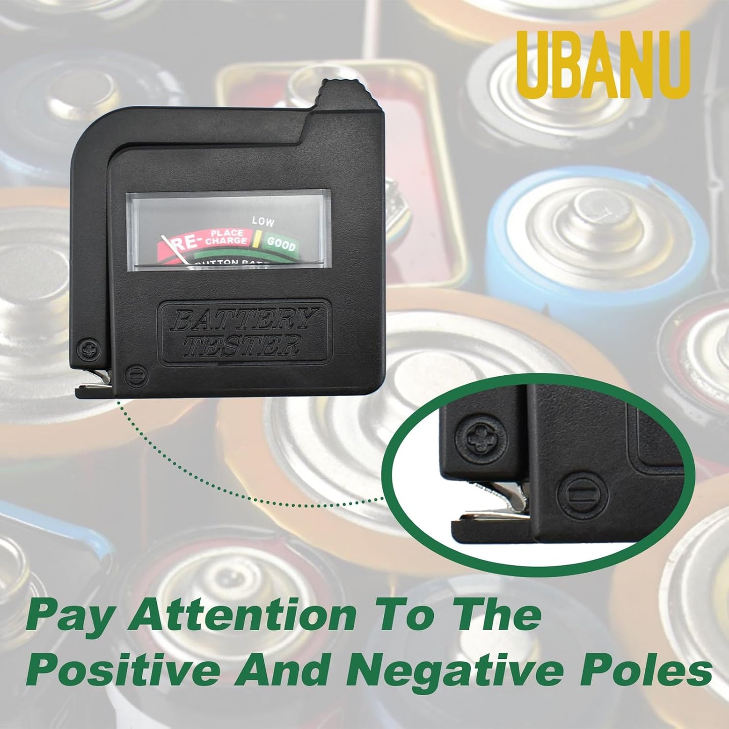 UBANU 1Pc BT-860 9V 1.5V Universal Small Battery Volt Tester Checker, High Accuracy Portable Digital Battery Capacity