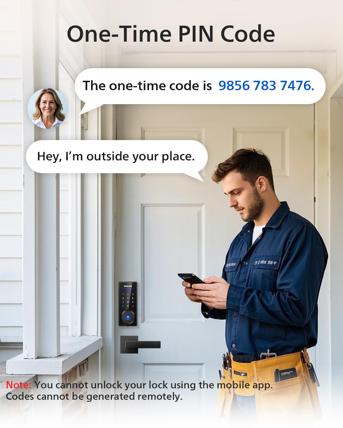 Philips Front Door Lock Set, Electronic Fingerprint Lock with 2 Lever Handles, Keyless Entry Door Lock with Handles, Auto Locking, Fingerprint Unlock, Touchscreen Keypad with Key