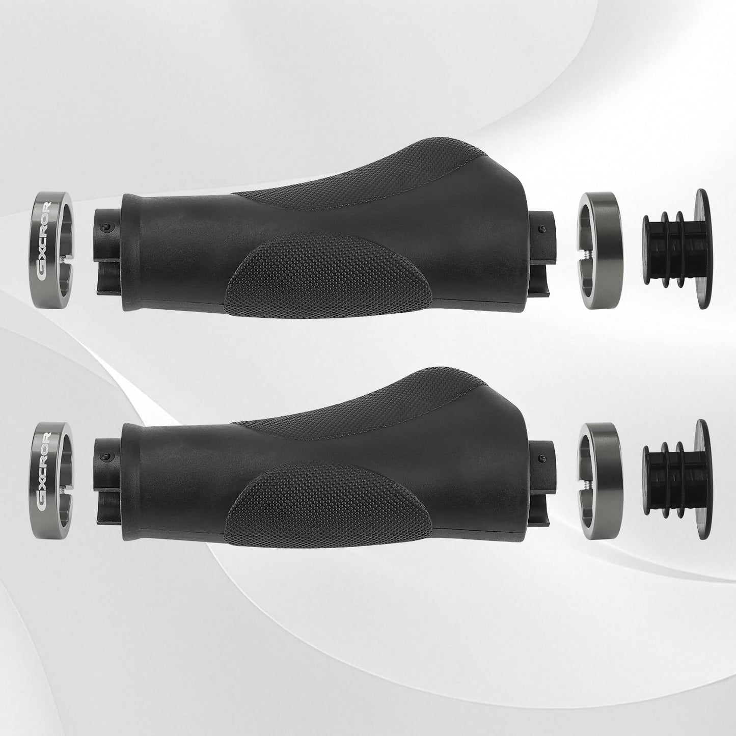 GXCROR Ergonomic Bike Grips with Anti-Slip Dot Design | Shock-Absorbing Rubber Handlebar Grips for Mountain Bikes | 130mm Locking MTB Grips