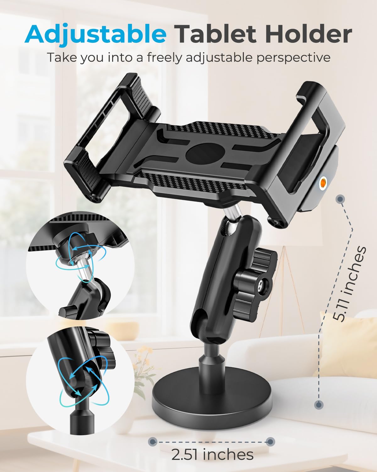 INSSKY Magnetic Holder for All 6.1-15.6'' Tablets, Fit for Fridge, Gym, Metal Surfaces, [Adjustable Arm] Magnet Tablet Mount Compatible with iPad Pro/Air/Mini, iPhone, Galaxy, and Thickness Tablet