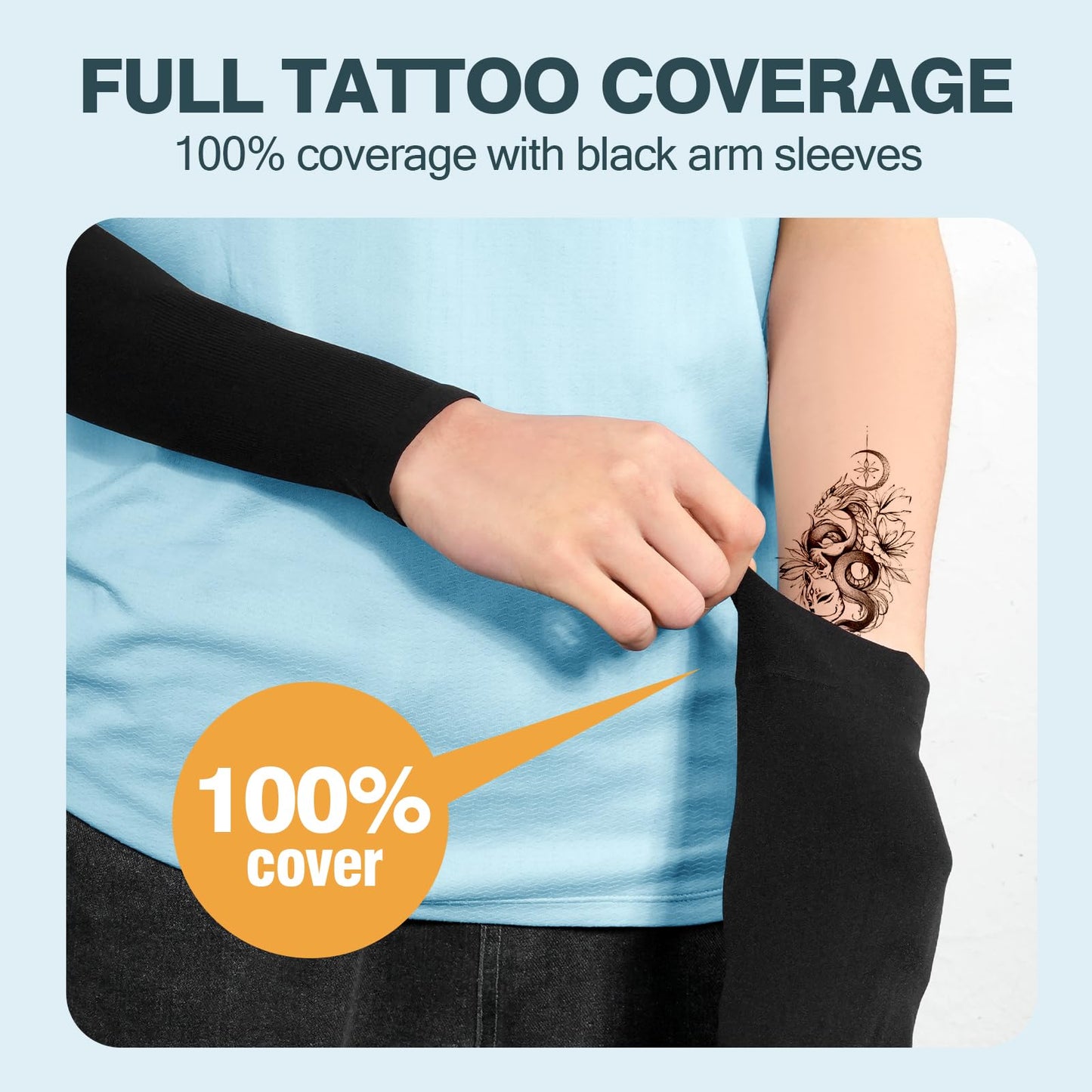 Rescoto 2 Pairs UV Protection Cooling Arm Sleeves Compression Sun Sleeves for Men Women Youth, Tattoo Cover Up, UPF 50