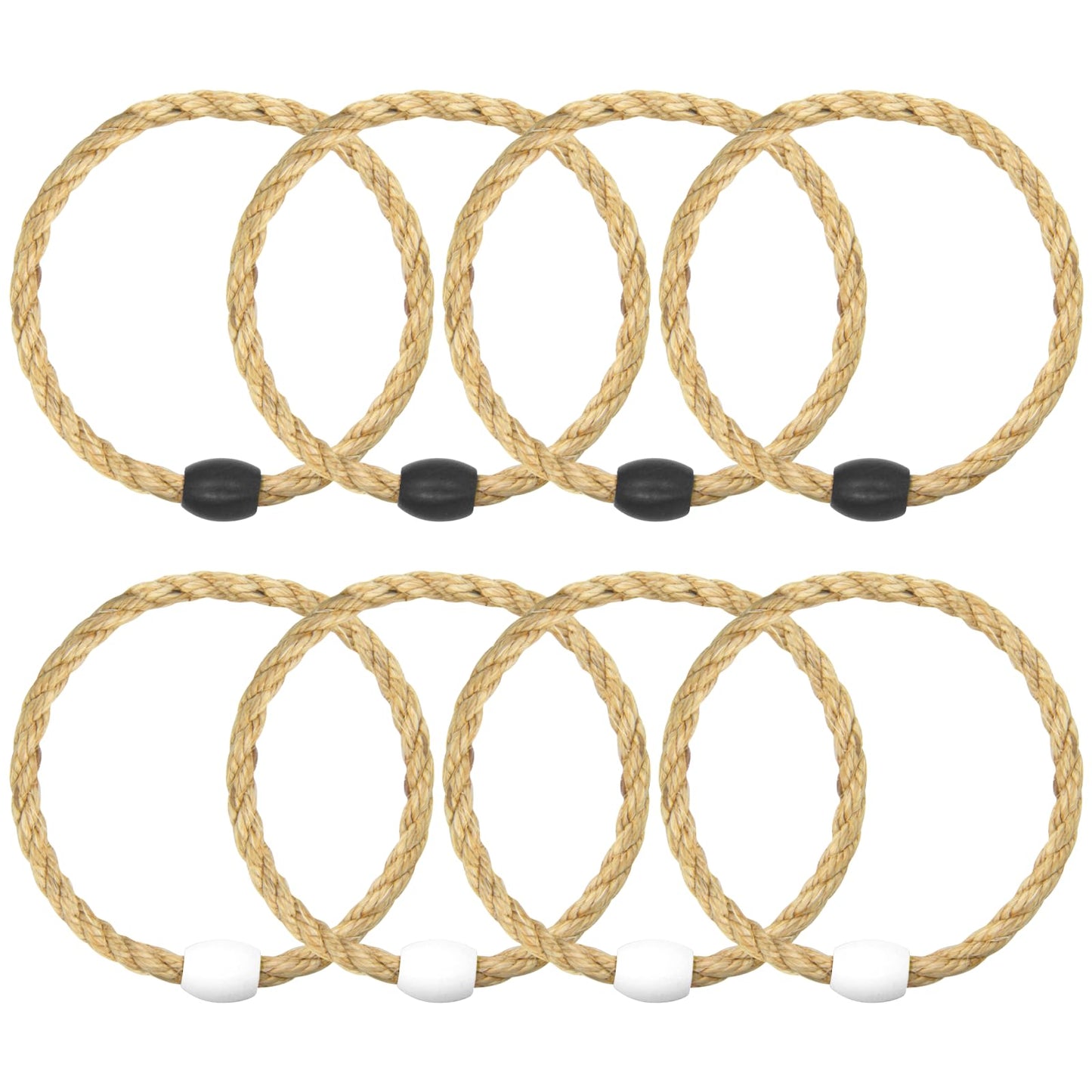8 Pack Sisal Rope Ring Toss Game Replacement Parts for Adults and Kids, Outdoor Toss Rings for Agility Practice and Speed Game and Yard Games and Lawn Games for Party (Black and White)