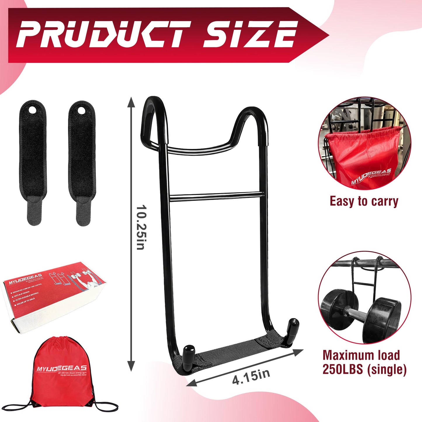 Upgraded 2-Pack Mad Spotter Pro 2.0 Dumbbell Hooks, Dumbbell Spotter Hooks with 250 lbs Load for Bench Press, Chest & Shoulder Workouts with Wrist Straps, Storage Bag,Perfect for Hanging Dumbbells