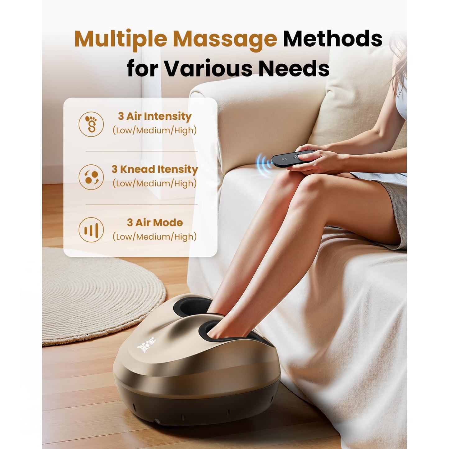 BOB AND BRAD Foot Massager Machine with Heat and Remote, Fathers Day Dad Gifts for Men Husband, Fits up to Size 14, Shiatsu Deep Kneading Feet Massager with 3 Adjustable Modes for Standing Worker