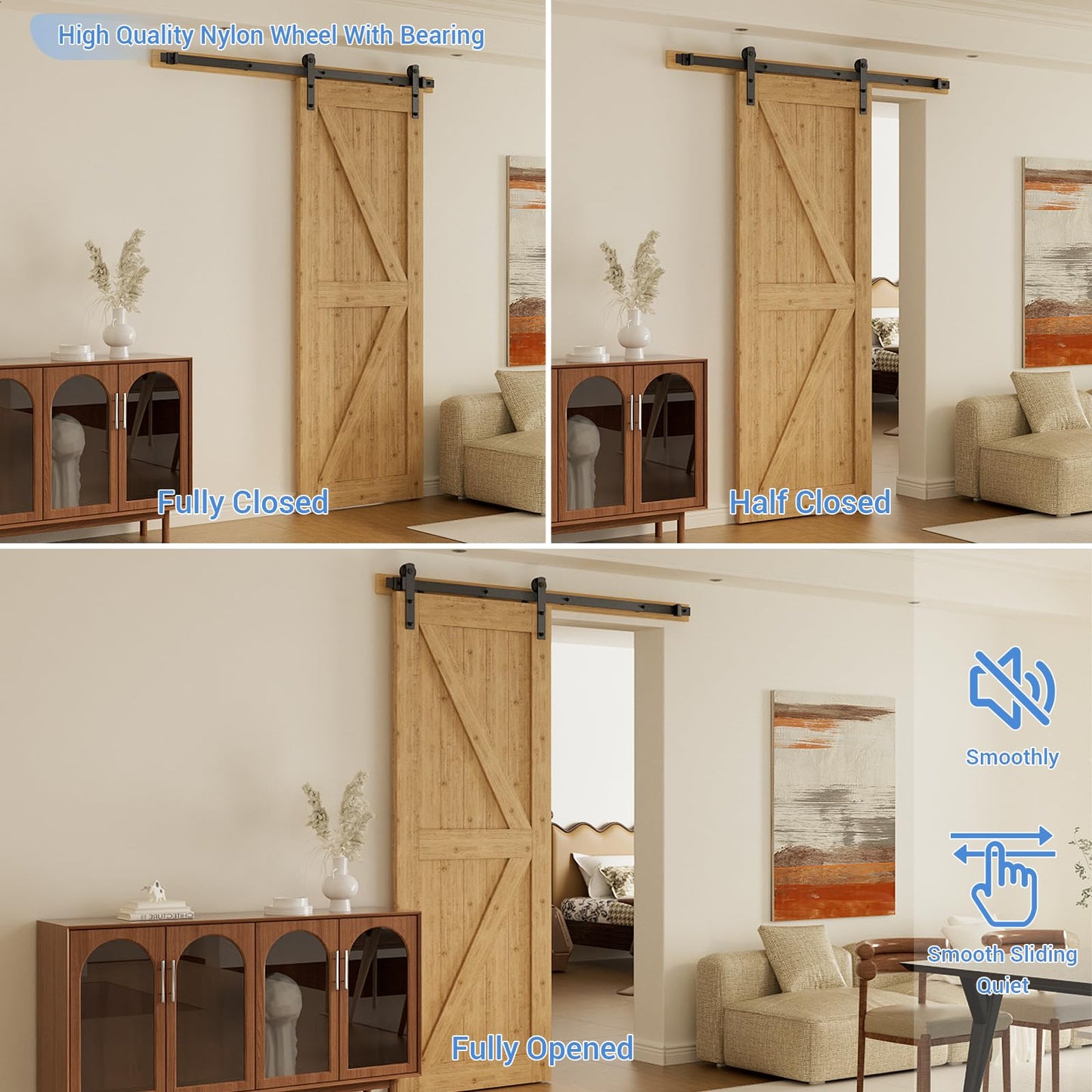 CCJH 6.6FT Heavy Duty Sturdy Sliding Barn Door Hardware Kit -Smoothly and Quietly -Easy to Install Fit 36"-40 Wide Door Panel