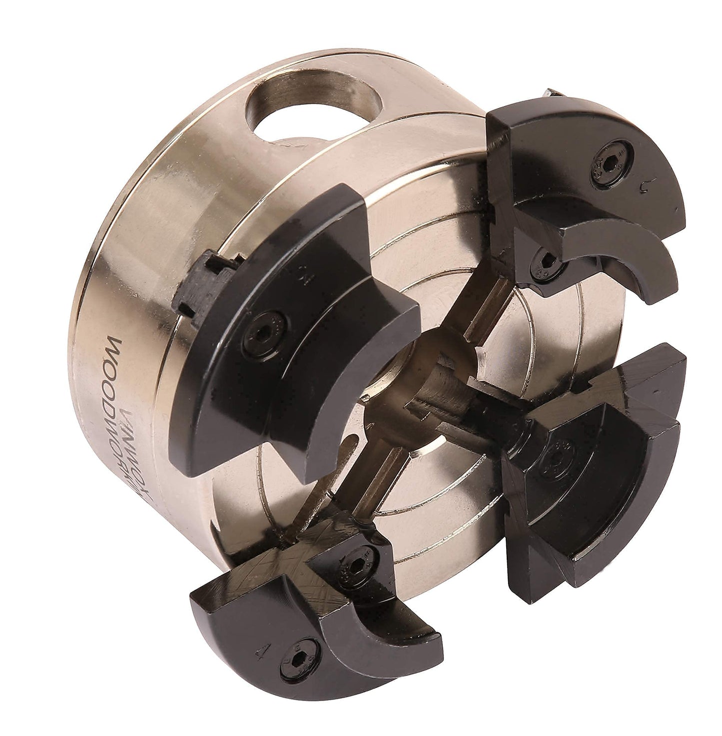 VINWOX 3-3/4INCH 4-Jaw Self-Centering Wood Lathe Chuck, 2" Round Jaw Mounted, 1"x8TPI thread & 3/4"x16TPI Adapter, Tightening Key, T Allen Wrench, Screw Chuck, SCK4-3.75, Nickle electric Coating Body