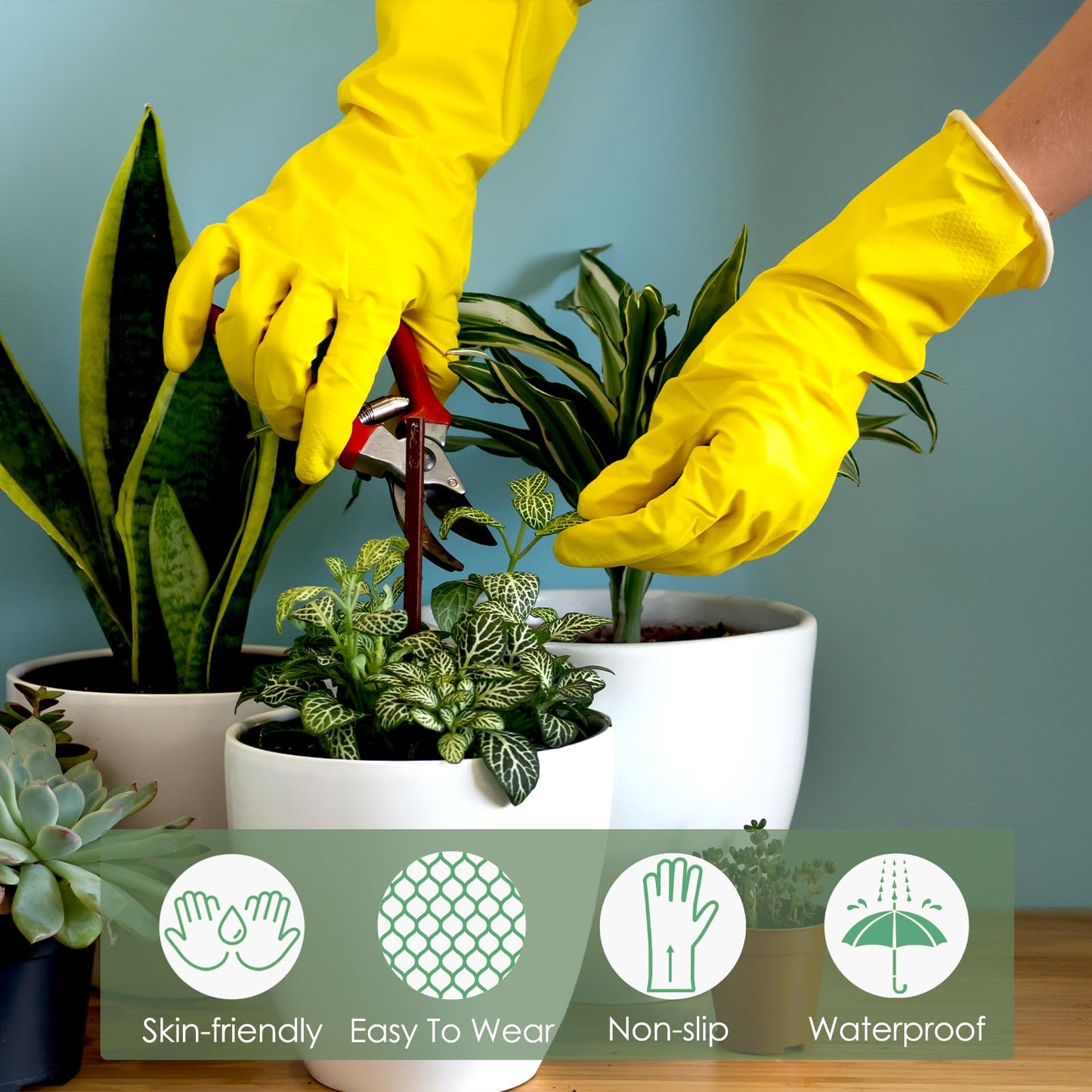 ATZNZIK 12 Pairs Rubber Cleaning Gloves for Dishwashing Reusable Kitchen Gloves for Washing Dishes and Household Non-Slip Cleaning Dish Gloves for Women Men,Large