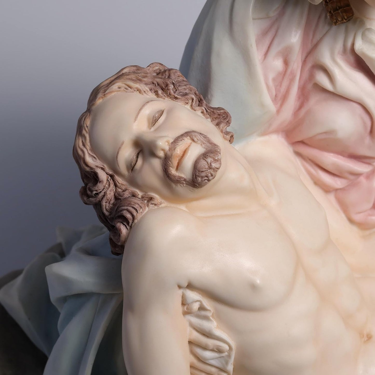Regine Switzerland Pieta & Michelangelo Decorative Figurine - Elegant Pink & Blue Design, 10.63 Inch