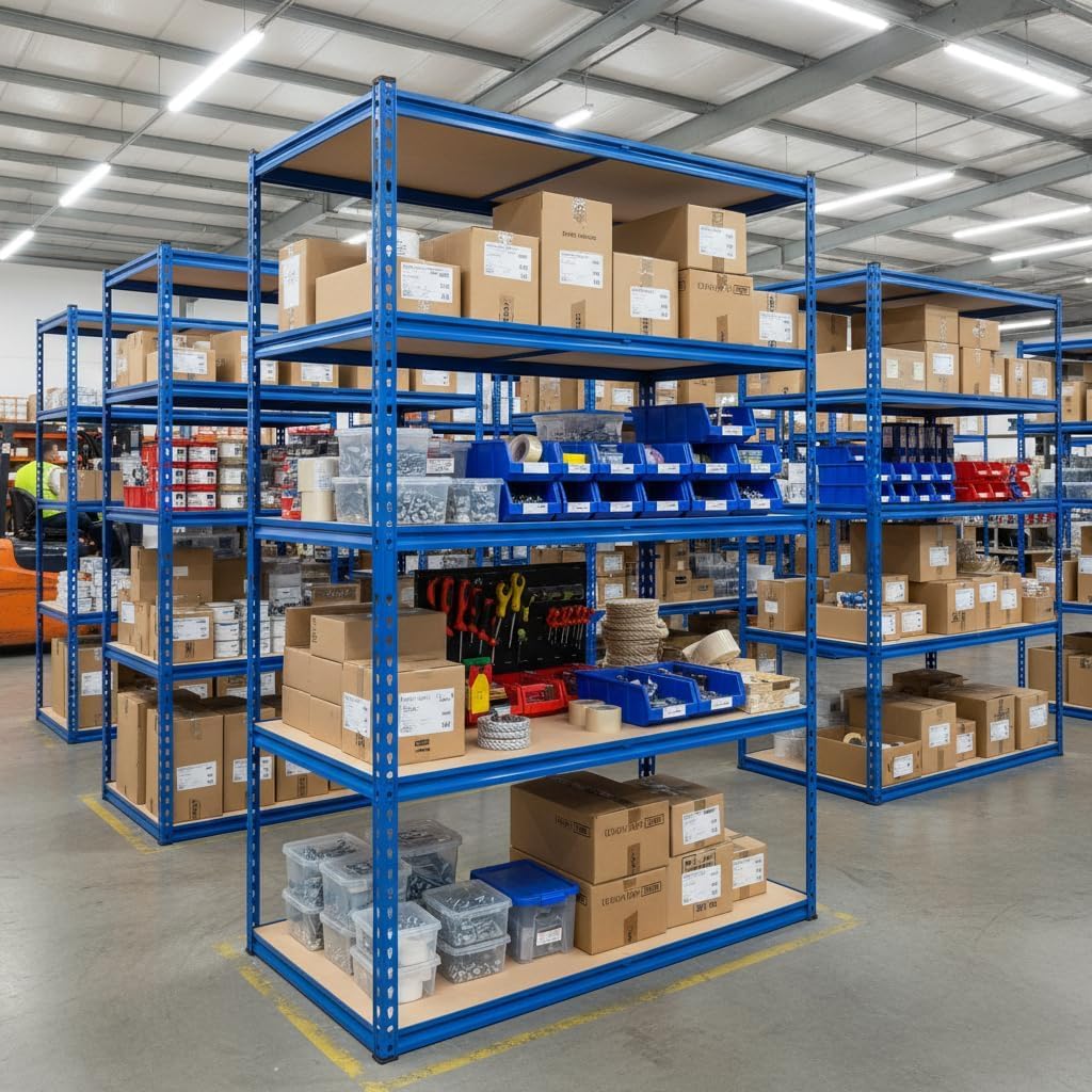 PioneerWorks Heavy Duty Garage Shelving, 5-Tier Adjustable Metal Storage Racks, 2500 LBS Capacity,60" W x 24" D x 71" H, Boltless Shelving Unit for Basement, Workshop, Pantry，Blue