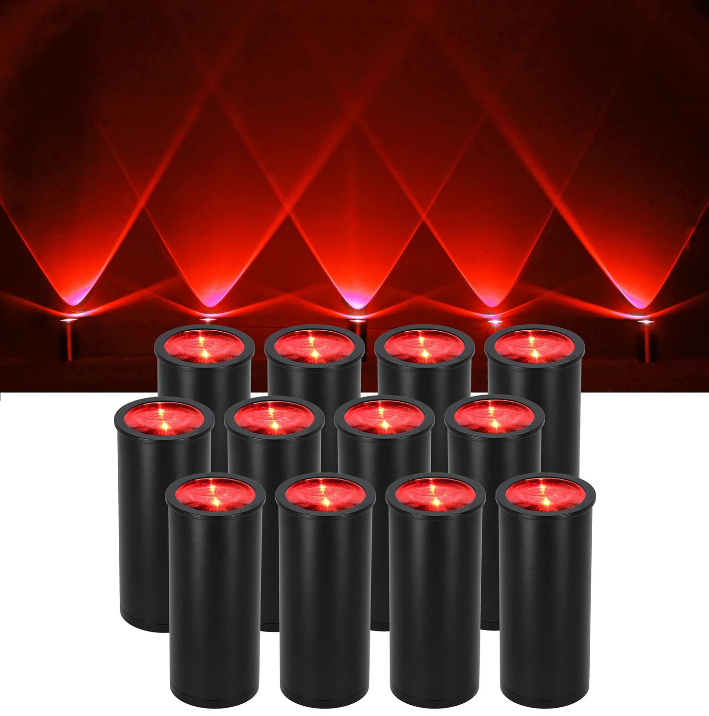 Rockville 12 Pack MINI Halo Black DJ Wash Effect Lights + Wireless Charging Case, Wireless DMX, 4 Group RF Remotes
